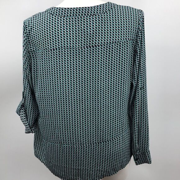 Worthington aqua cube print long sleeve top - Picture 5 of 6